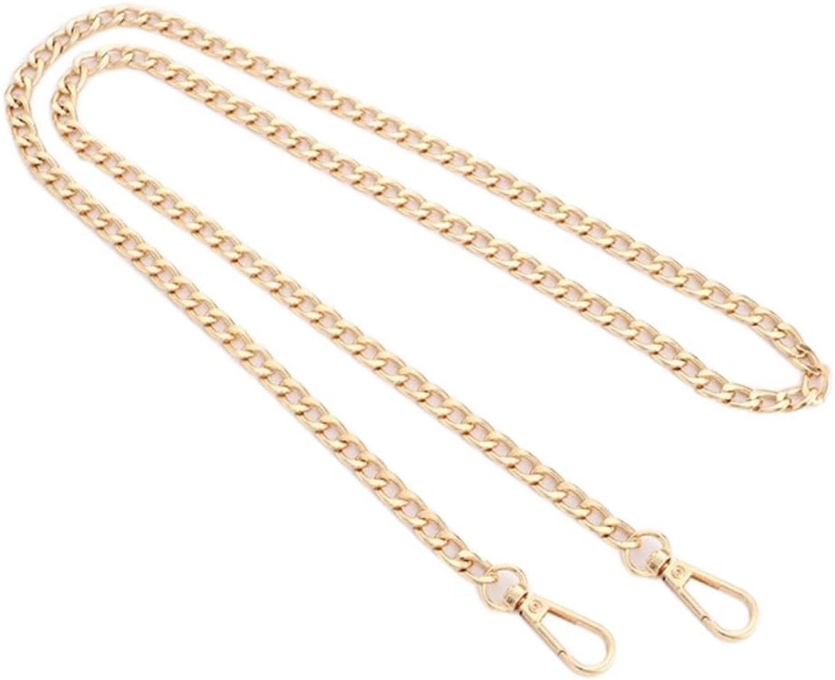 Zakketting 110 cm, vervangende tas, metalen ketting, ketting draagriem met karabijnhaak, kettingriem schouderriem voor dames, handtassen, portemonnee, schoudertas, lichtgoud