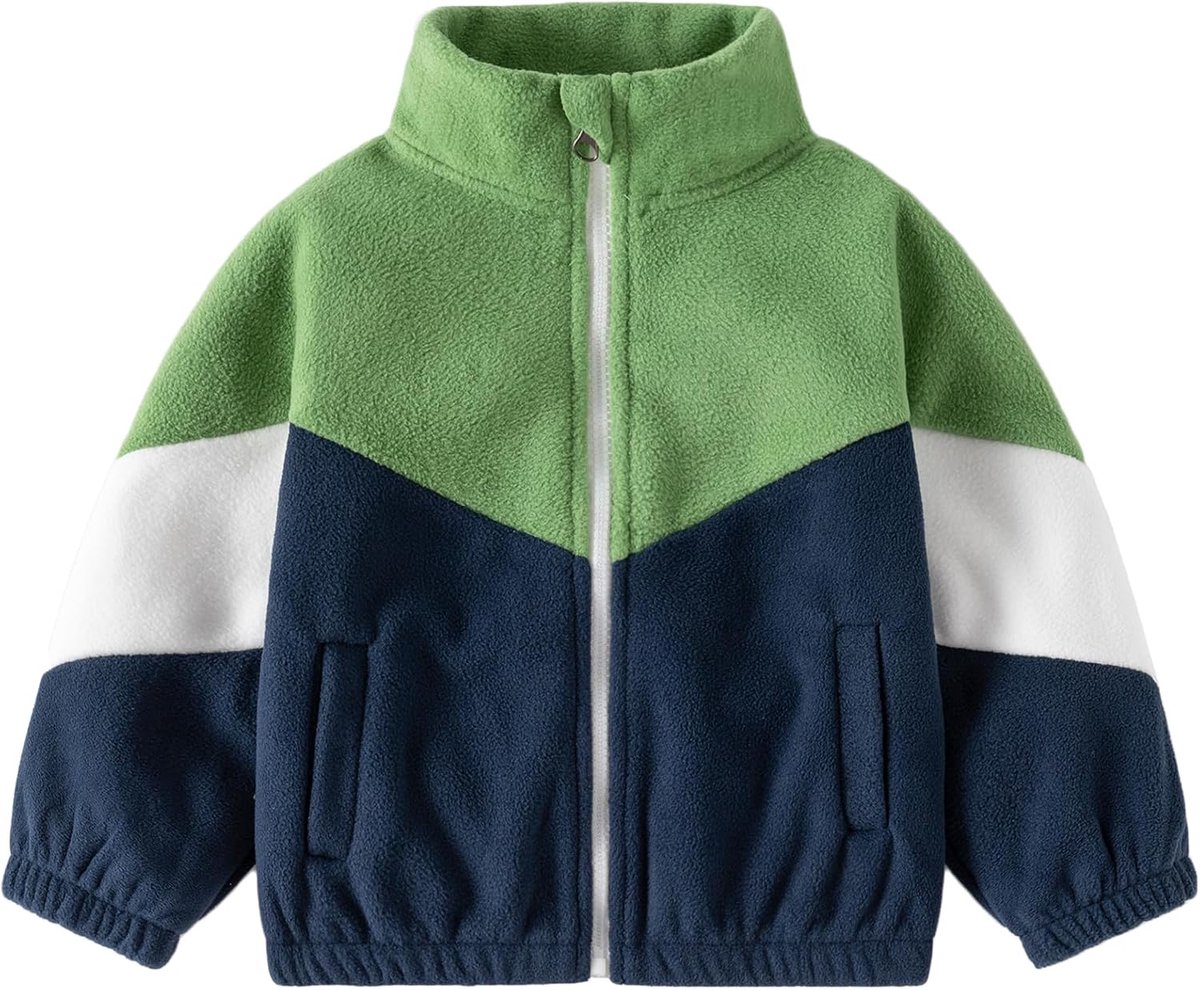 Polar Fleece Jacket, Baby Jongens Volledige Rits Lange Mouwen Warme Jas voor Herfst Lente Winter