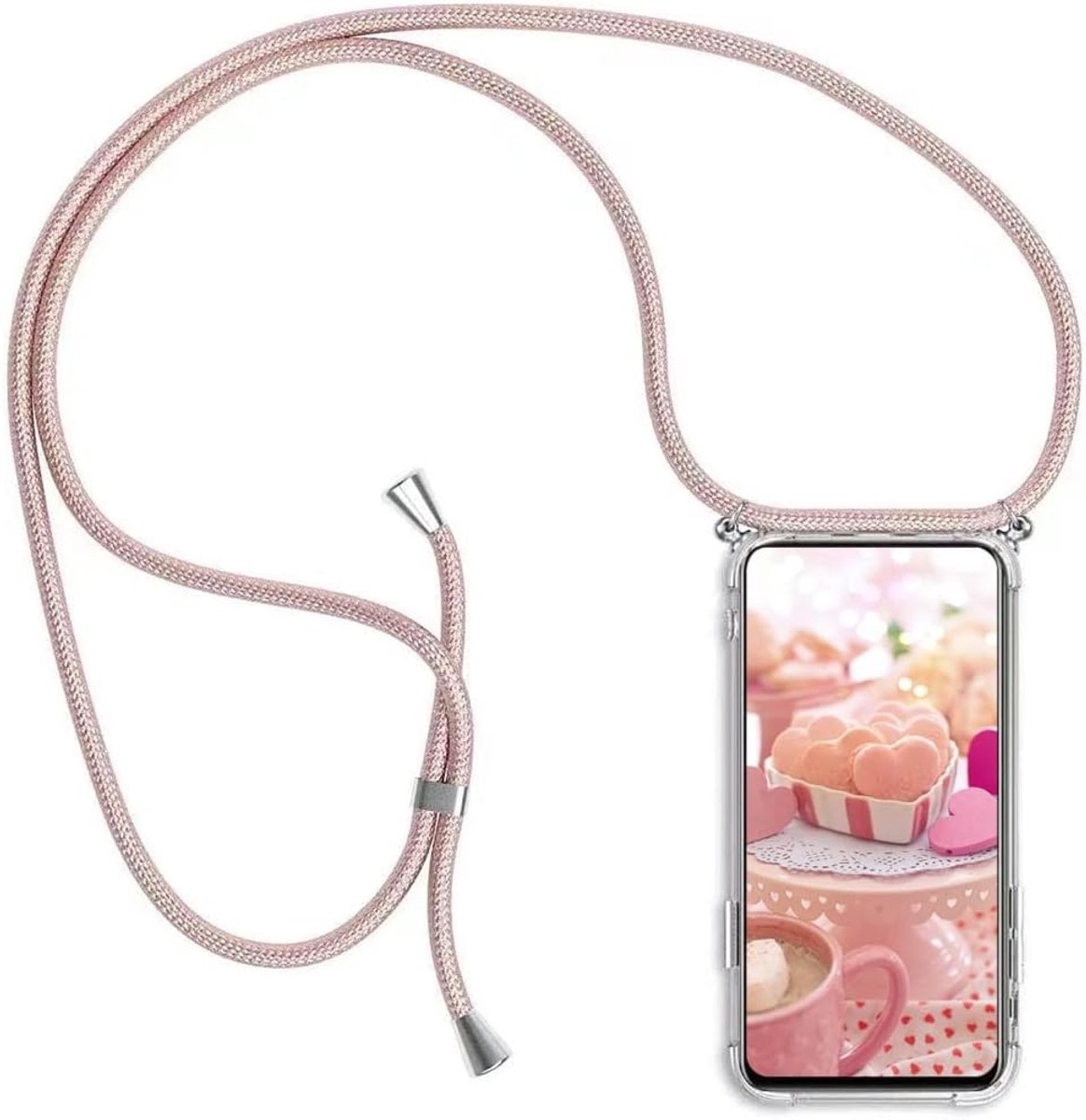 Hoesje met Koord voor Motorola Moto G86 5G Hoesje - Smartphone Telefoonhoesjes met Sleutelkoord - Schokbestendige Transparant TPU Siliconen Cover Stijlvolle Snoer Hoes