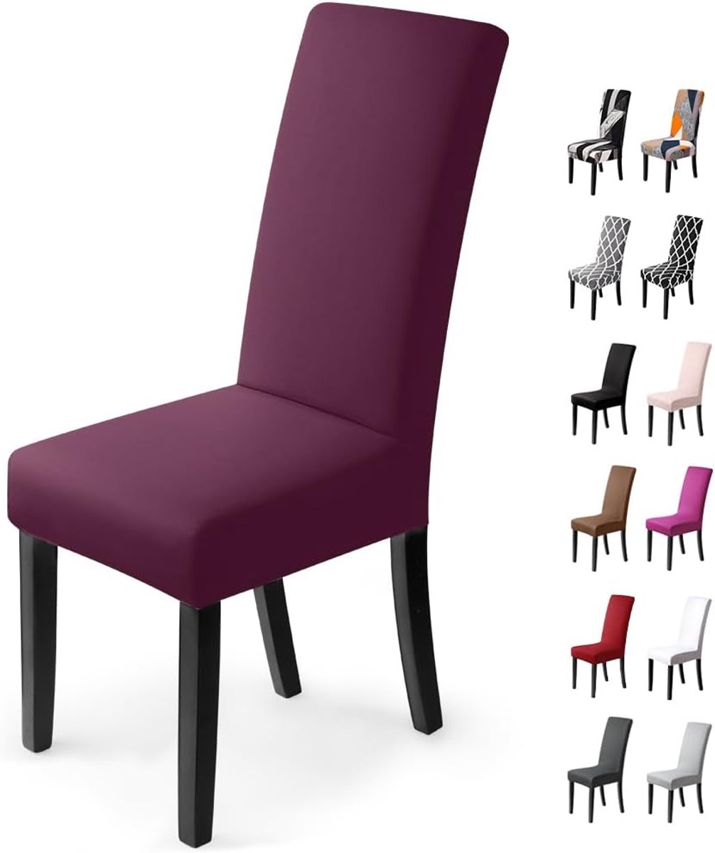 Stoelhoezen 2 Stuks Stoelhoes Stoelhoezen voor Eetkamerstoelen Verwijderbare Wasbare Eetstoelhoezen voor Hotel, Eetkamer, Banket, Decor voor Bruiloftsfeest(2 Stuks, Donkerpaars)