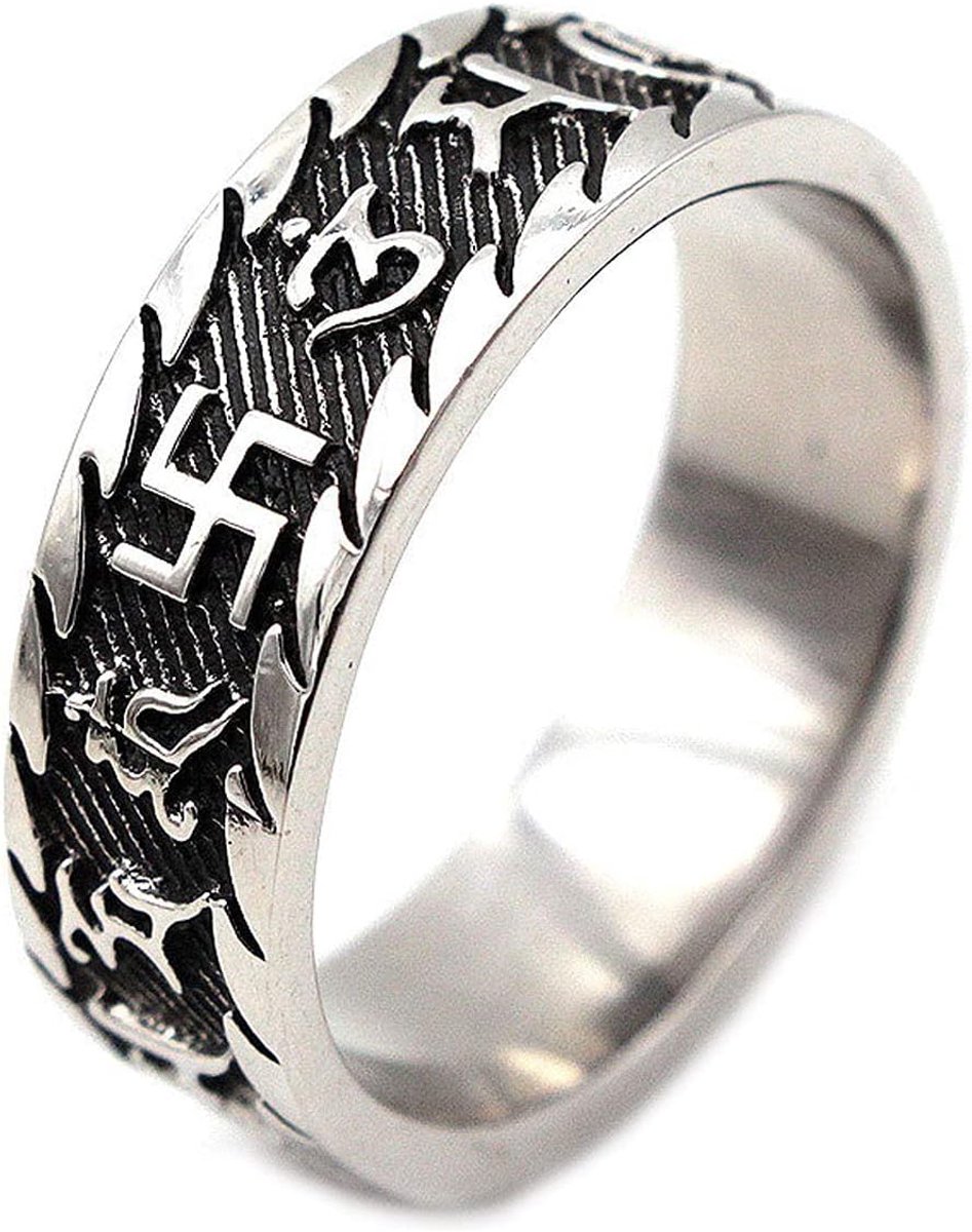 Nachtclub overdreven titanium stalen trendy herenring eenvoudige Tibetaanse heren dominante roestvrijstalen ring