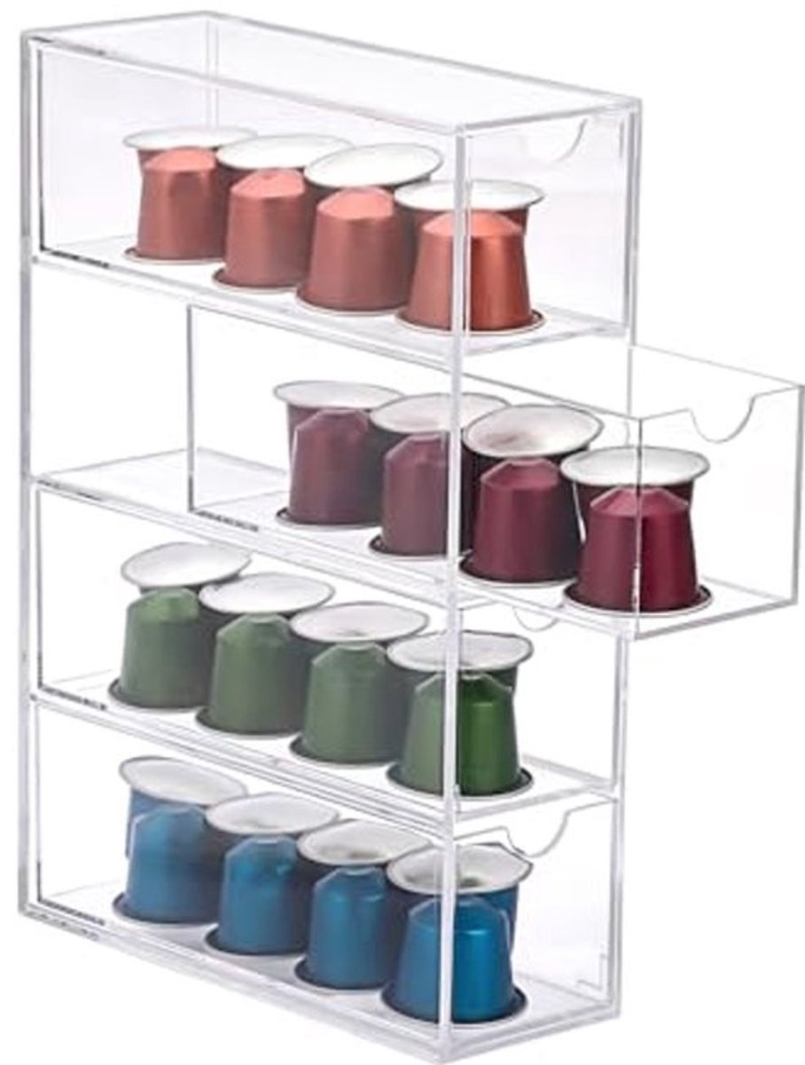 Koffiepadhouder met 4 Laden - Acryl Organizer voor Koffiecapsules