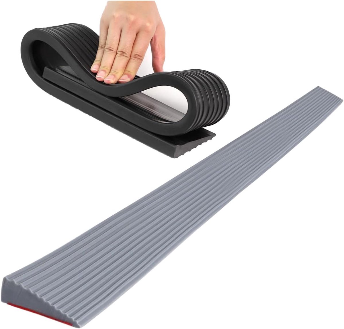 Deurstempelramp voor stofzuigerrobot, Ramp voor stofzuigerrobot, Stoepranddorpel van rubber, Vouwbare rolstoelramp, Stofzuigerrobot ramp, Zelfklevende overgangsprofielen, Deurdrempellijst (Grijs 100×5