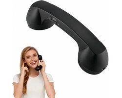 Draadloze retro telefoonhoorn - Anti-straling Bluetooth headset - Met luidspreker en microfoon - Geschikt voor mobiele telefoons en computers, comfortabel bellen - Zwart