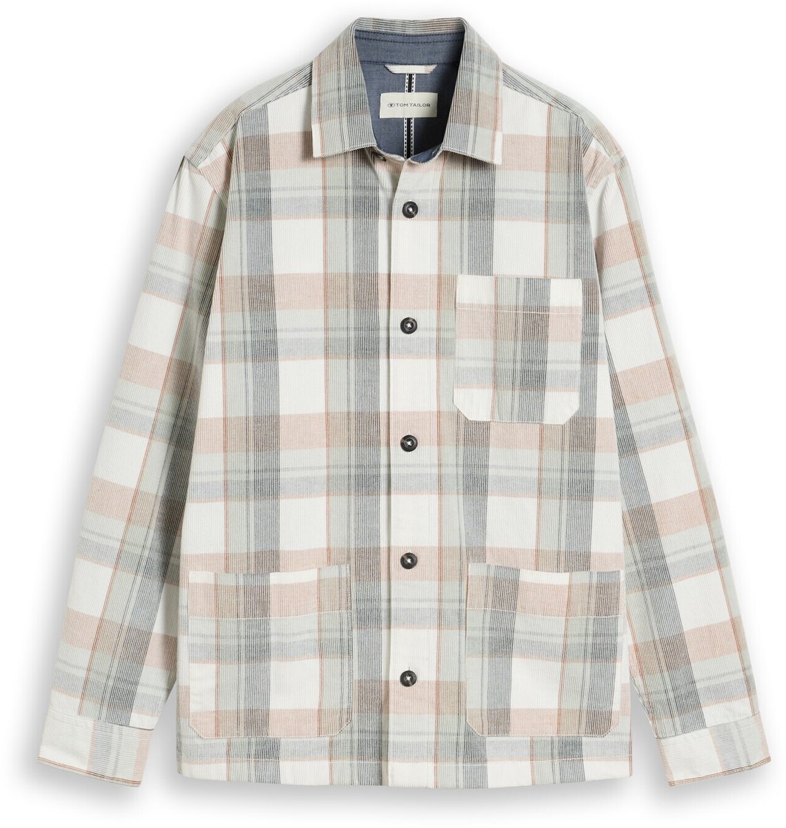 Tom Tailor - Corduroy overshirt met ruitpatroon - Maat XXL - off white mint check