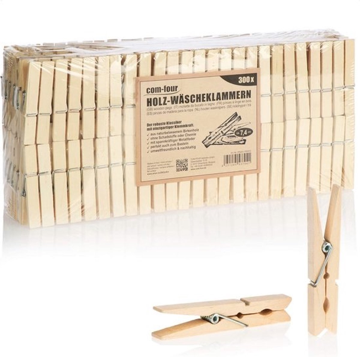 Houten Wasknijpers van Berkenhout - Duurzame en Natuurlijke Wasknijpers (300 stuks)