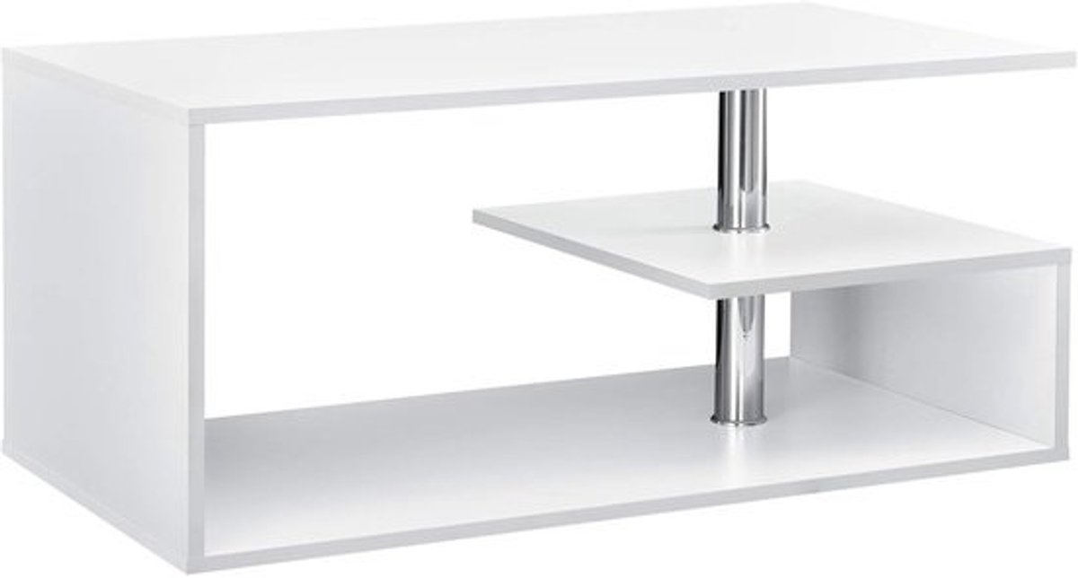 Moderne Salontafel Met Opbergvak - Wit - 90x50x41cm