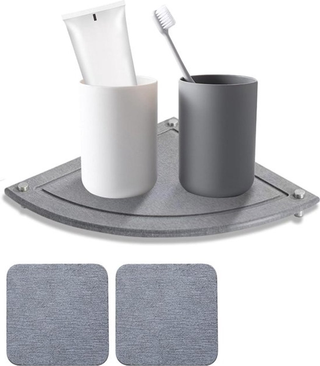 Sink Caddy - Diatomiet Zeepbakje - Waterabsorberende Onderzetters - Gootsteen Organizer - Draagbare Waterabsorberende Steen - Diatomeeënbak - Sneldrogende Steen - Thuis Keuken - Grijs