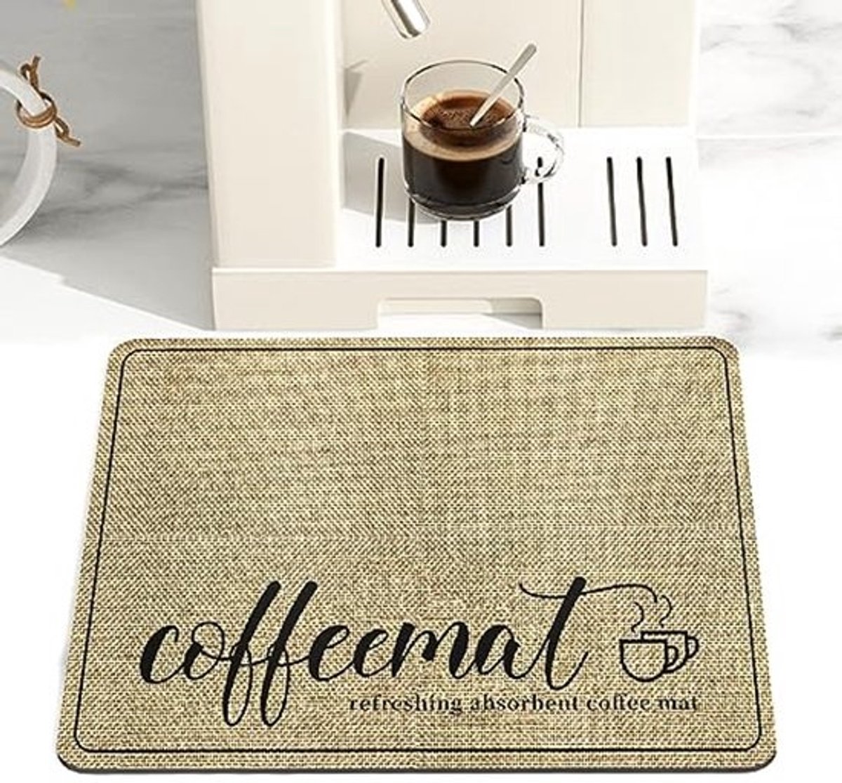 Absorberende afdruipmat voor servies en koffiezetapparaat - Antislip rubberen achterkant, multifunctioneel keukenaccessoire