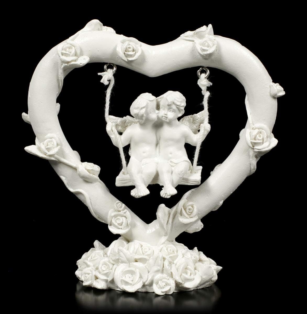 - Cherubim op hart schommel | elf, fee, sculptuur, standbeeld, beschermengel, H 10,5 cm
