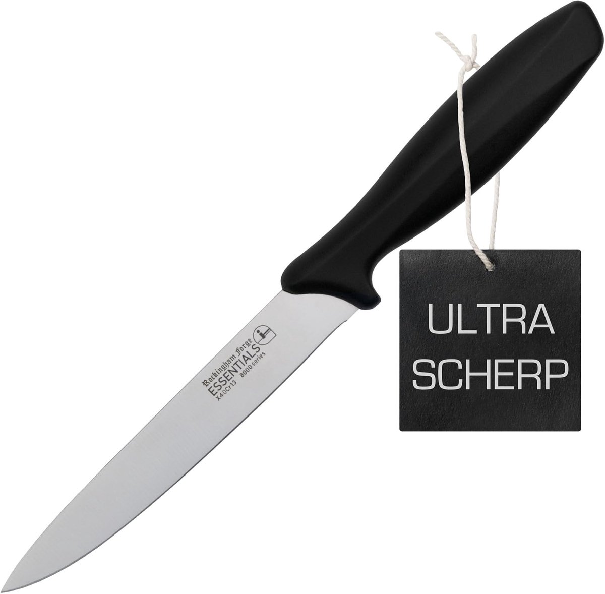 Keukenmes - 12,5 cm - Lemmet 12,5 cm - Roestvrij staal - Handvat van kunststof - Zwart