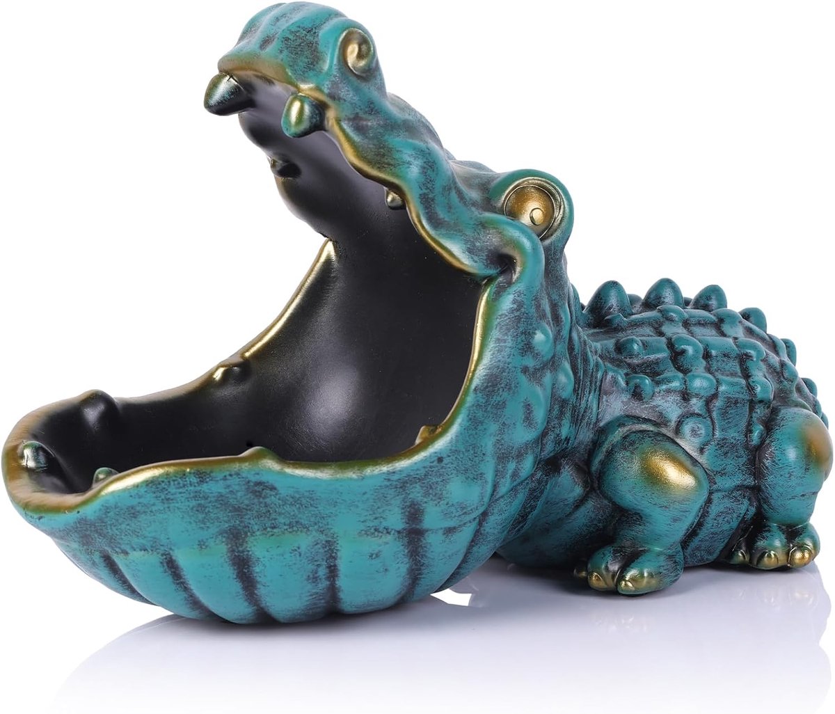 Standbeeld sleutelkom, leuk dierenstandbeeld, snoepschaal voor ingang, decoratieve kom, kantoor snoepschotel, grote mond sculptuur thuis woonkamer snuisterijcontainer opbergdoos
