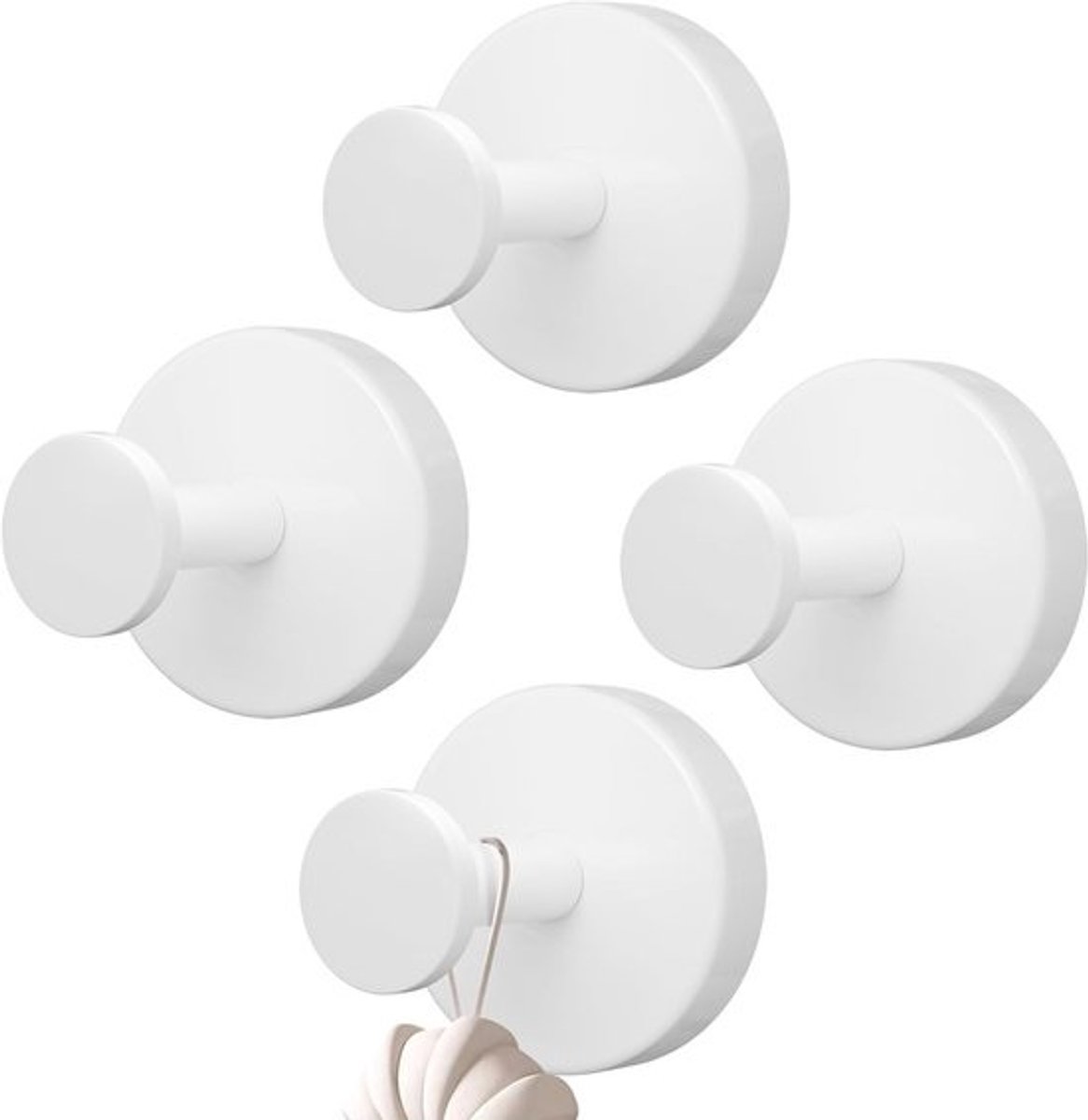 Set van 4 suction cup-haakjes, tot 5 kg belastbaarheid, RVS, herbruikbaar voor keuken, badkamer en kantoor