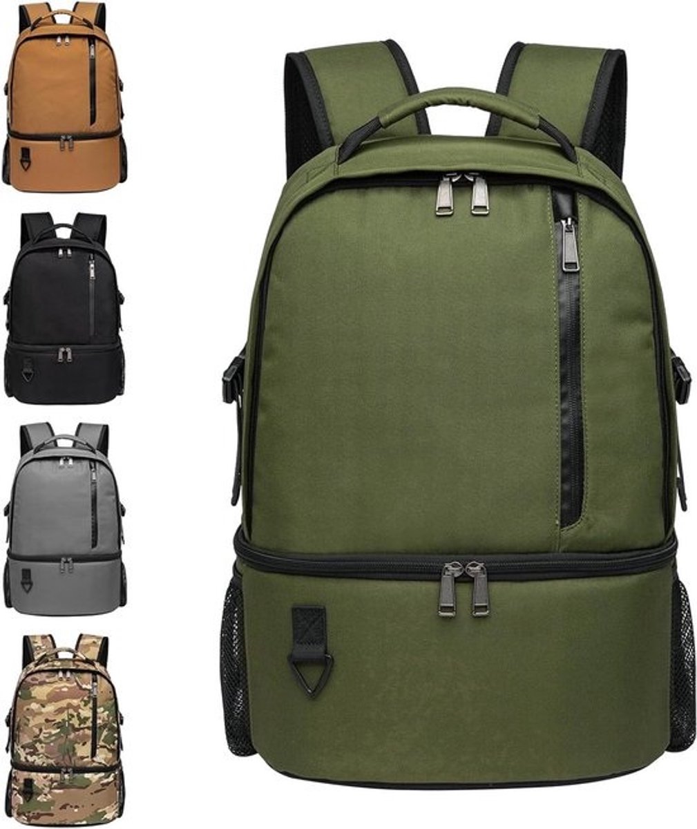 TUGUAN Geïsoleerde Koelrugzak 28L Lekvrije Koeltas Rugzak Dubbeldeks Bodem Thermisch Compartiment Picknickrugzak voor Lunch, Strand, Camping, Groen
