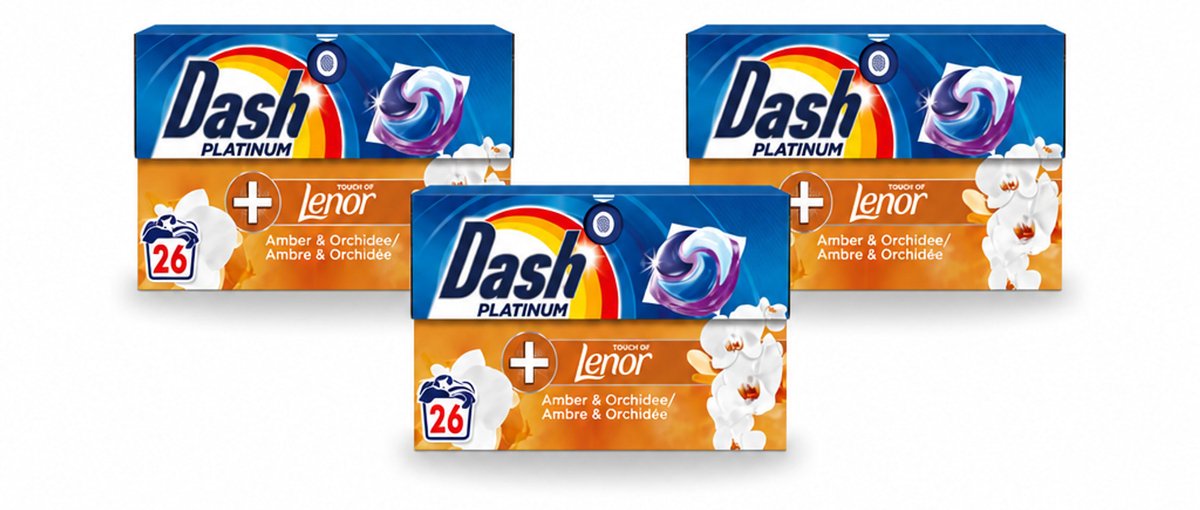 3 x Dash – Wasmiddelcapsules – 4in1 Pods Amber & Orchidee – 26 capsules - Voordeelverpakking - 3 stuks