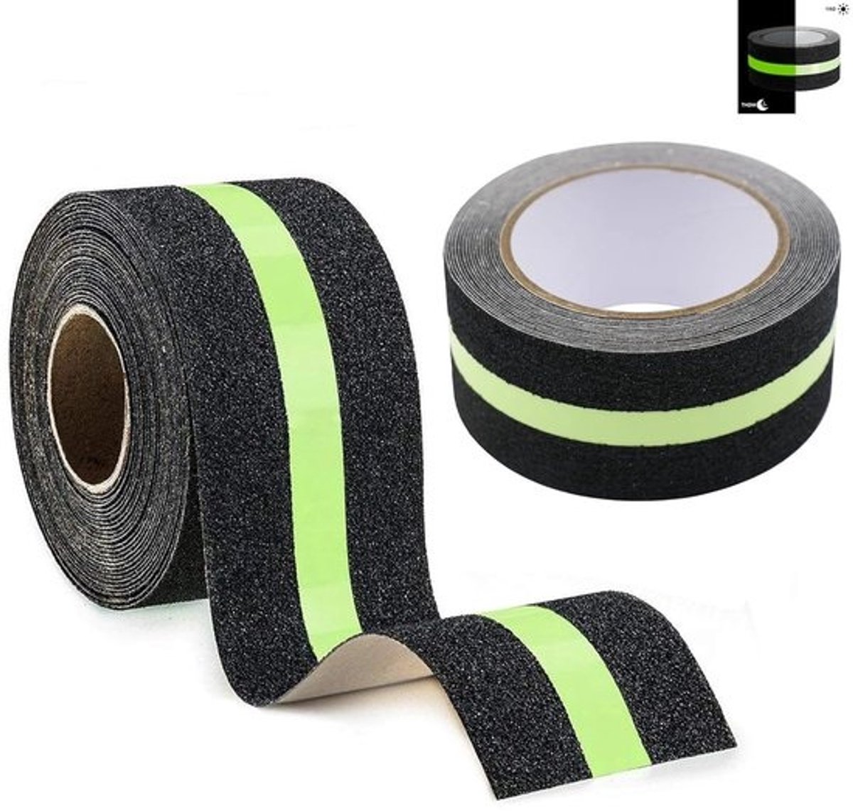 2 Rollen Antislip Tape, 5 x 500 cm, Zelfklevend, Veiligheidsband voor Trappen en Gladde Vloeren, Binnen en Buiten, Waterdicht, Reflecterend