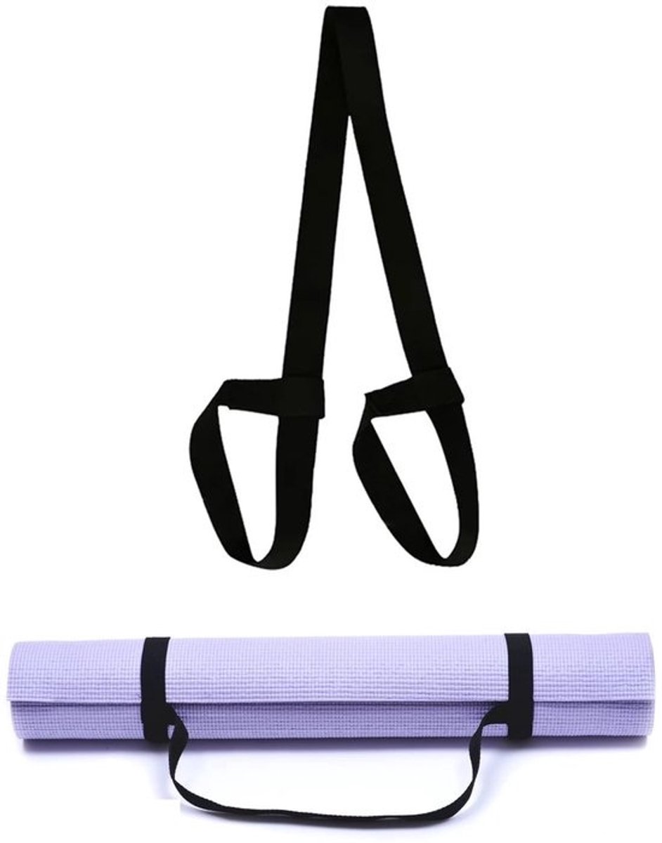 Allecto - Yoga Mat Strap - verstelbare schouderriem - voor yoga en pilates - fitness mat - comfortabele grip - geschikt voor alle matten - kleur zwart