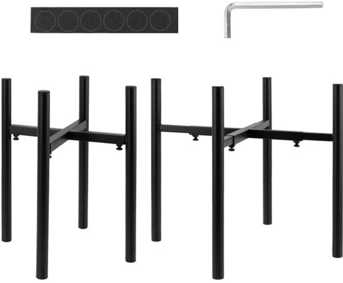 Verstelbare Plant Pot Standaards - 2 Stuks Zwarte Metalen Bloempot Steunen voor Thuis en Tuin Decoratie met Verwijderbare Basis