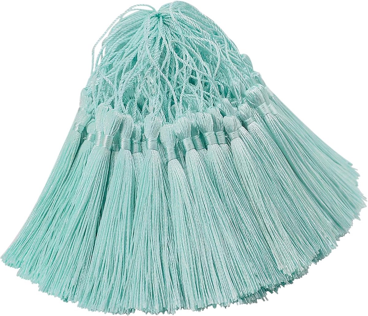 100 stuks mini zijdeachtige kwasthangers, klein knutselen voor doe-het-zelf bladwijzers, slinger, armband, oorbel, ketting, tas, kaart, sleutelhanger, cadeau, decoratie, gepersonaliseerde