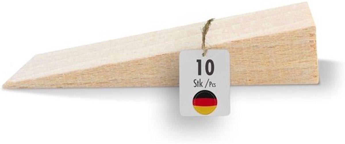 Hardhouten wiggen voor meubels en doe-het-zelf - natuurlijke beukenwiggen - deurstopper - 10 stuks (LxBxH) 65 x 20 x 12 mm