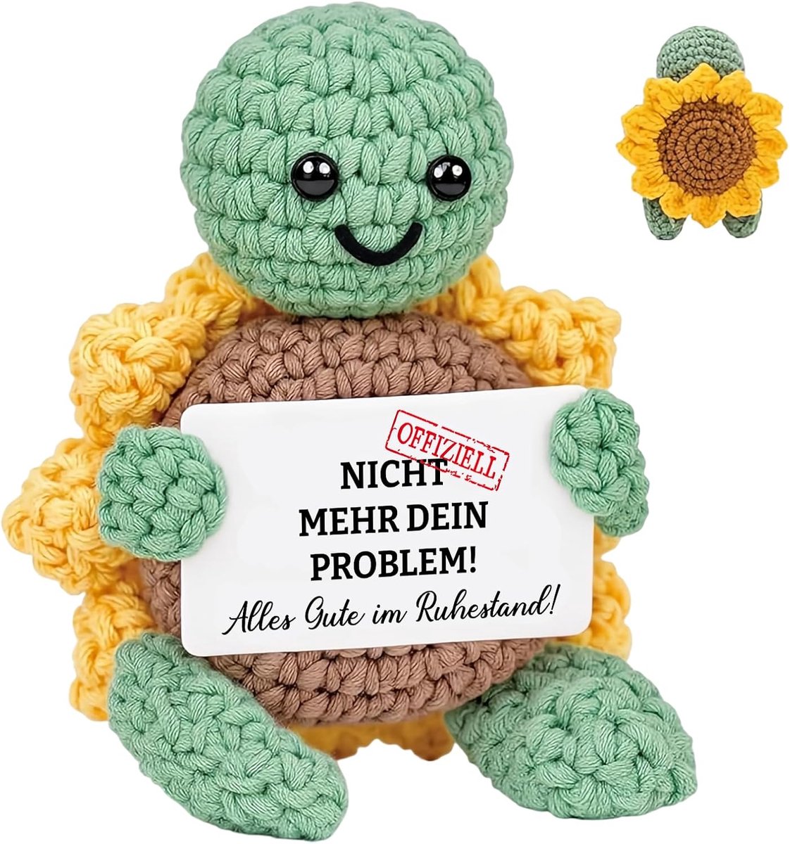 Schildpad met zonnebloem, Alles Gute im Ruhestand