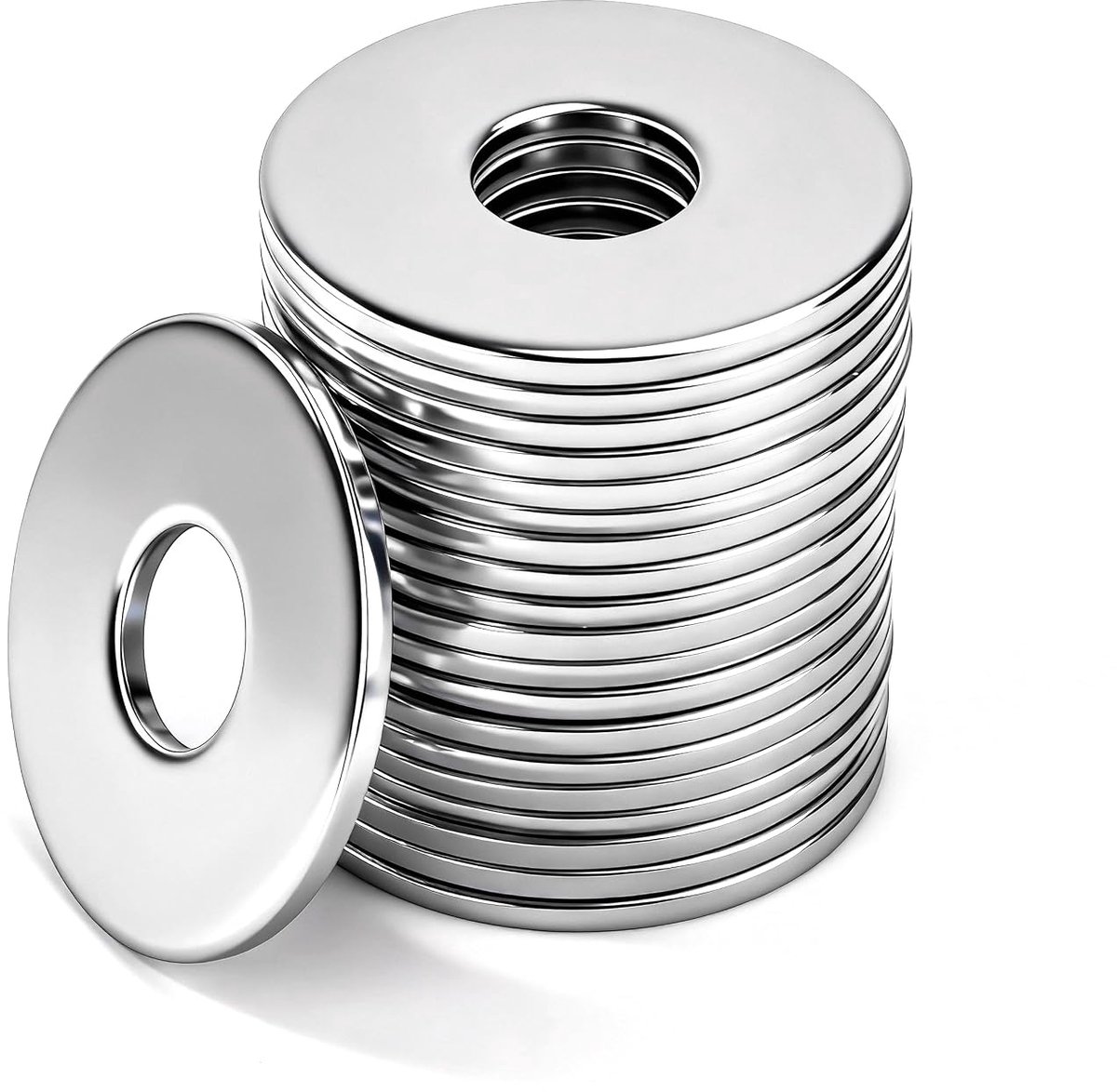Sluitringen van roestvrij staal 304, M4 x 12 x 1,5, platte sluitringen voor schroeven en moeren en draadstang, zilver, 100 stuks