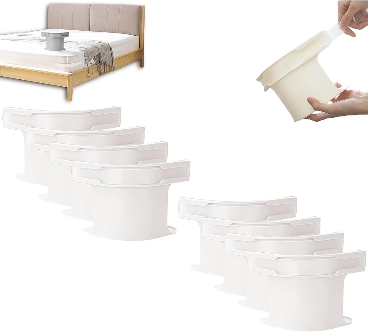 Beddengoedhouderset met slotstrips, stevige lakensluitingen, antislip vergrendelingsbladclips, voor alle maten matrassen, dekens, beddengoed (wit - 8 stuks)