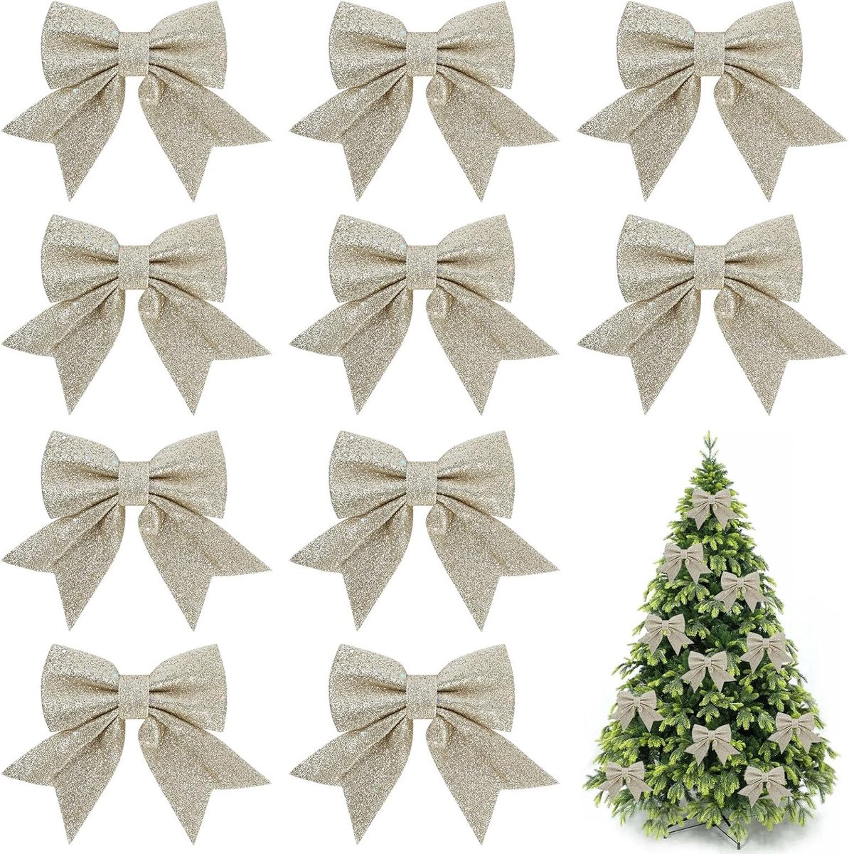 Strikken, glitter kerstboomversiering, hangende decoratie voor kerstboom, strikken voor familiefeesten, party decoratie voor Kerstmis, vakantie, bruiloft, feesten, kerstkrans