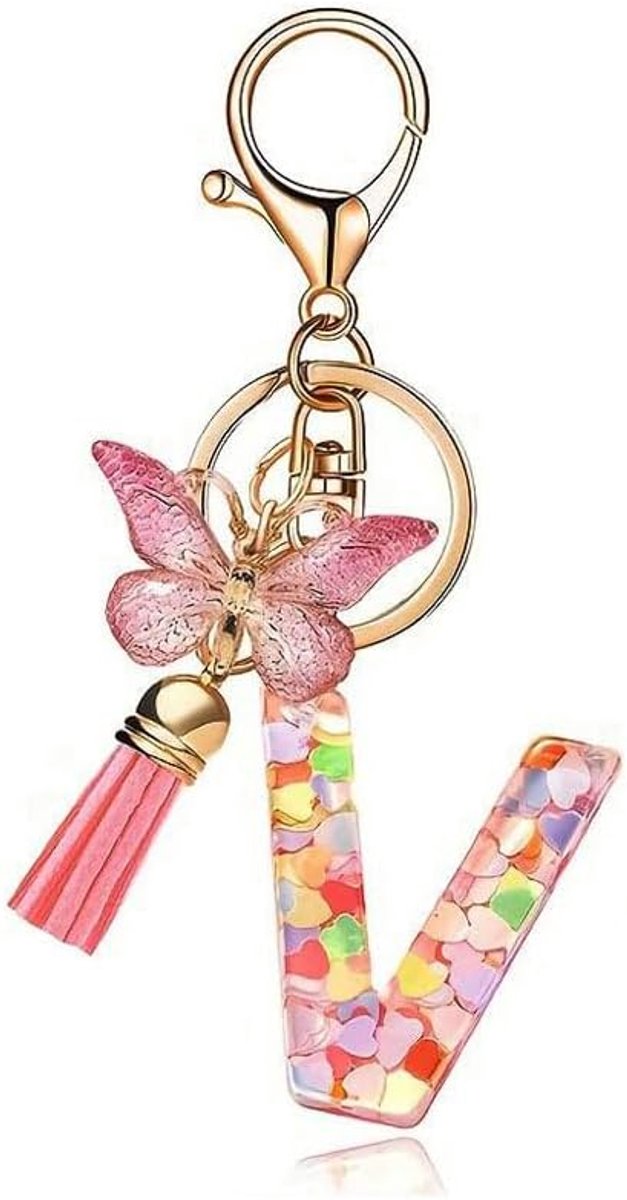 Dames, sleutelhanger, kleur roze A-Z, 26 letters, hanger, sleutelhanger, geschenken voor zussen, vriendschap, collega, peettante, ideeën, geschenken, beste vriend, verjaardag