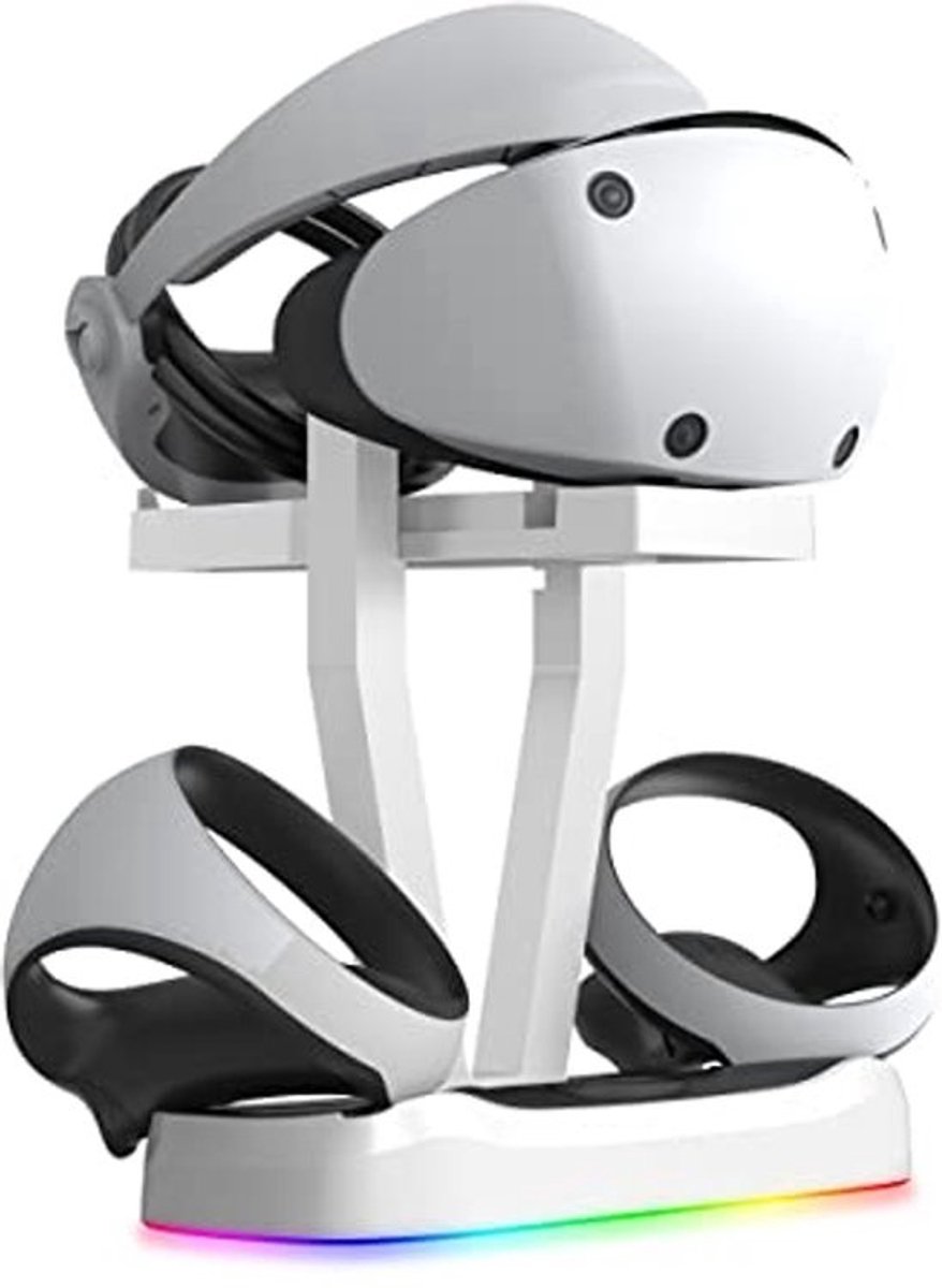Houder en Laadstation met RGB-Lampen voor PS VR2 - Oplader en Opbergsysteem voor Controller en Hoofdtelefoon