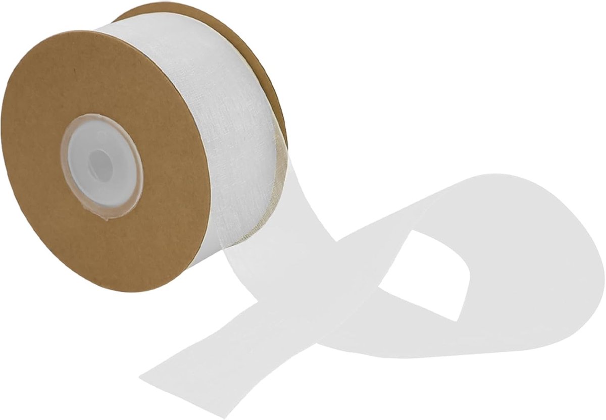 1 stuk witte stof chiffonlint, 3,8 cm x 25 m lint, cadeaulint, tule lint wit zijden lint voor geschenkverpakking, bruiloftsuitnodigingen, bloemenarrangement