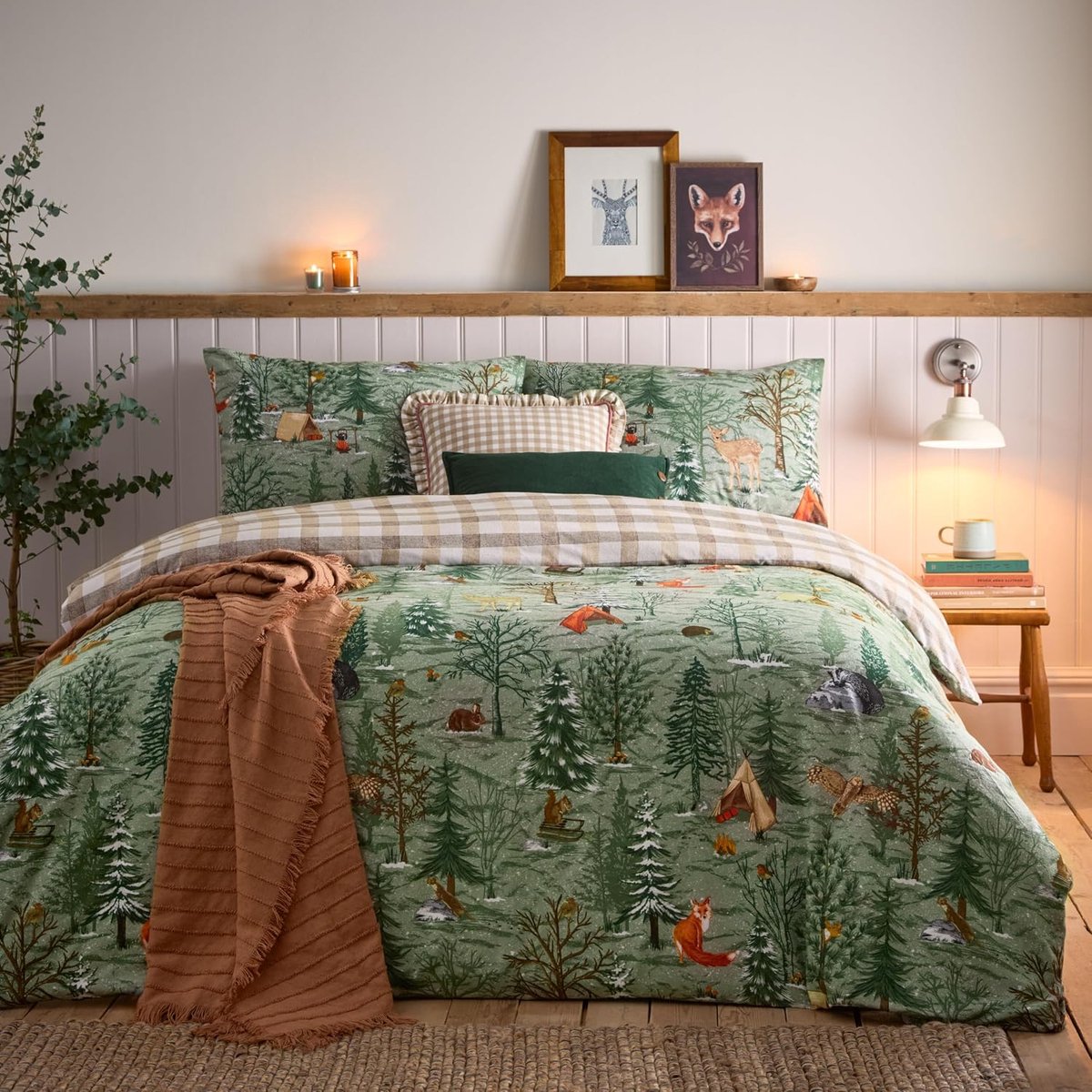 Furn. Lodge Wood 100% geborsteld katoenen dekbedovertrekset