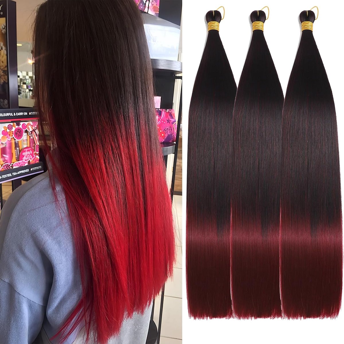 28 Inch Straight Hair Extensions 150g 3 Packs Bone Straight Braiding Hair, Soft Synthetic Bundles Crochet Braids Hair Bundles for Braiding (Tbug#, 28 Inch 3 Packs)