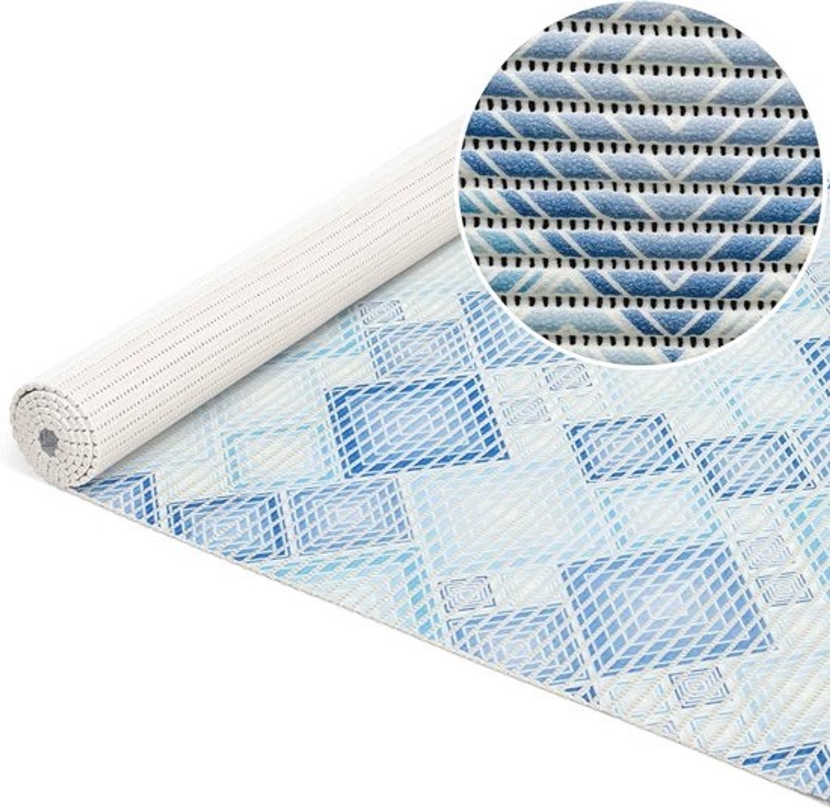 Badmat Antislip Patchwork Blauw 100 x 80 cm - Zachte Schuimmat voor Douche en Bad