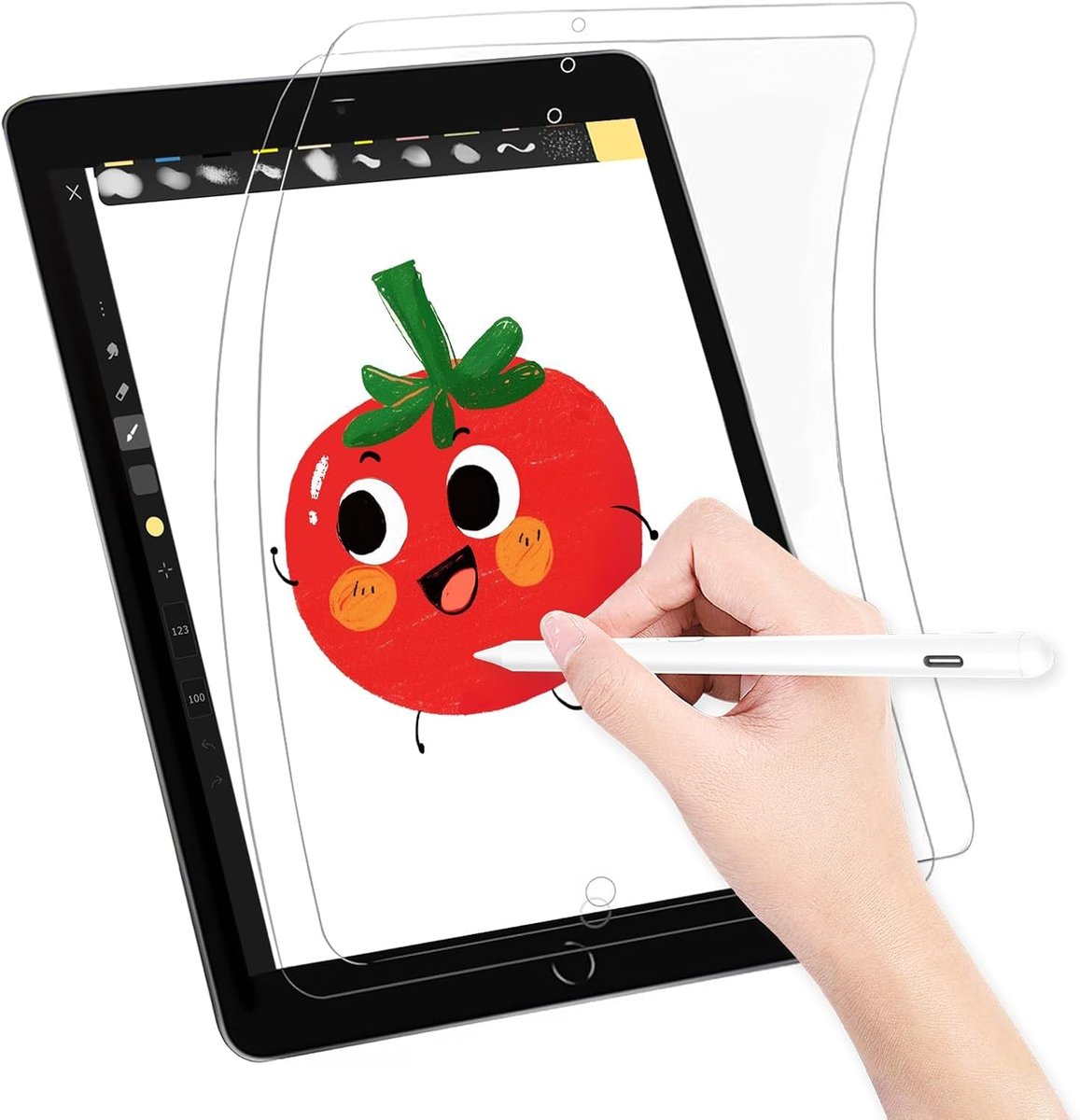 2 stuks papieren beschermfolie, compatibel met iPad 9e/8e/7e generatie (iPad 10,2 inch, 2021, 2020, 2019), Like papierfolie, matte papierfolie, displaybescherming, papierfolie, niet-verblindende