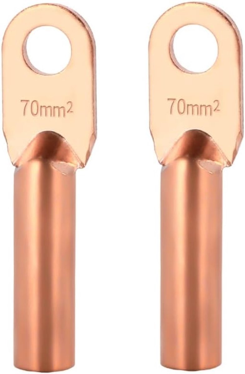 Gat koperen terminals connectoren, draad krimpconnector, batterij kabel uiteinden lugs, krimp terminals connector voor elektrisch (70 mm², 2 stuks)