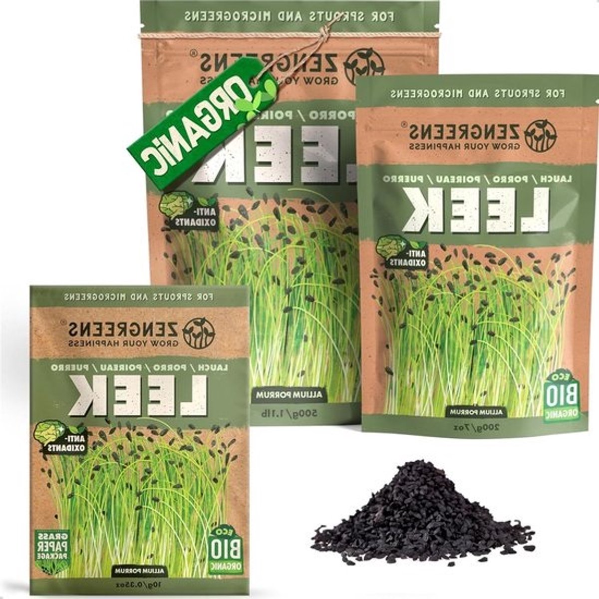 Biologische prei zaden - Kies tussen 10g, 200g en 500g - Meer dan 97% kieming - Microgreens