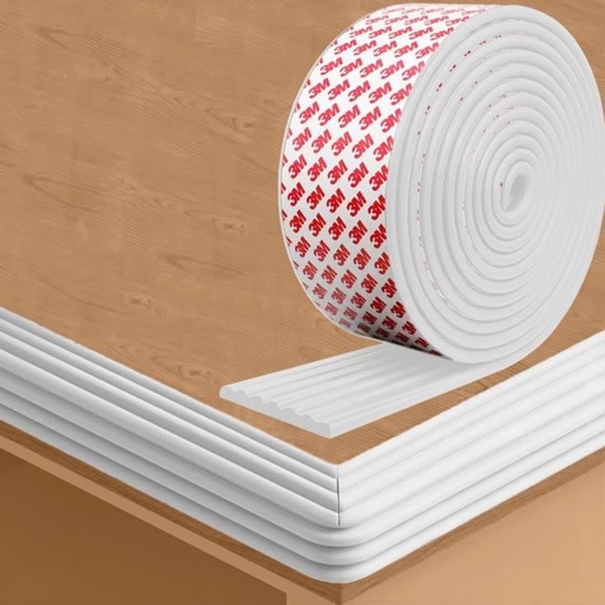 Dailygoods - Tafelrandbescherming, zelfklevend - 2m - Breedte 8 cm - Dikte 0,8 cm - Hoekbescherming - Schuimrubber - Veilig en niet giftig