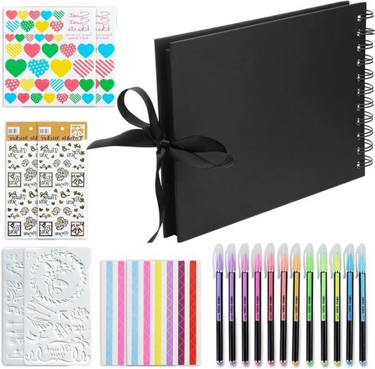 DIY Fotoalbum A5 Scrapbook met 30 Zwarte Pagina's - Perfect voor Verjaardagen, Trouwen en Kerstmis