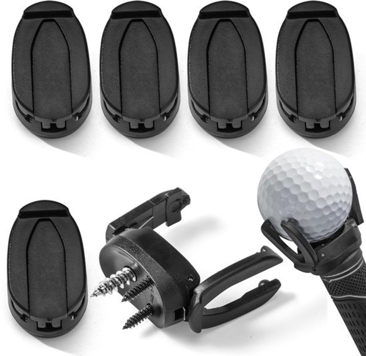 Dailygoods - Opvouwbare Plastic Golfbal Pick Up Retriever Grabber Klauw Zuignap Sucker Accessoires Golf Ball Picker Bovenste voor Putter Grip Back Saver Tool voor Golfer 6 Pack