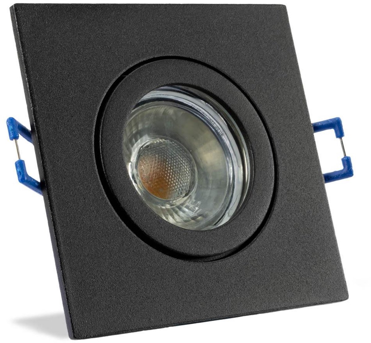 Platte LED spot Annelie vierkant IP44 zwart - natuurlijk wit - dimbaar