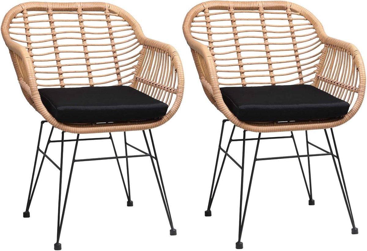 Kuipstoel Bali met kussen – 2 stuks – polyrotan – tuinstoel