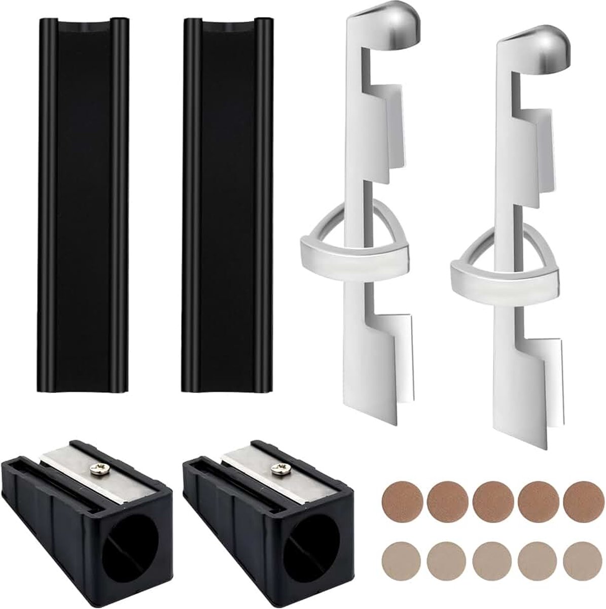 16 Stuks Biljartkeu Reparatieset, Biljartkeu Reparatietool met 2 Keu Klemmen 10 Keu Tips 2 Biljartbalvormers 2 Keu Tips Trimmers voor Vervanging van Biljartkeu's