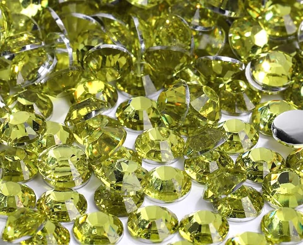 6 mm strass-steentjes, ronde kristallen, steentjes voor nagels, doe-het-zelf decoratie, kleding, telefoonhoesjes, schoenen, tassen (citroengeel)