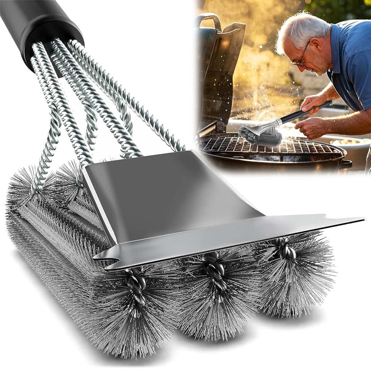 Borstel met Scraper, Roestvrij staal Barbecue Borstel, Voor het Schoonmaken van Grids, Outdoor Oven, Oven