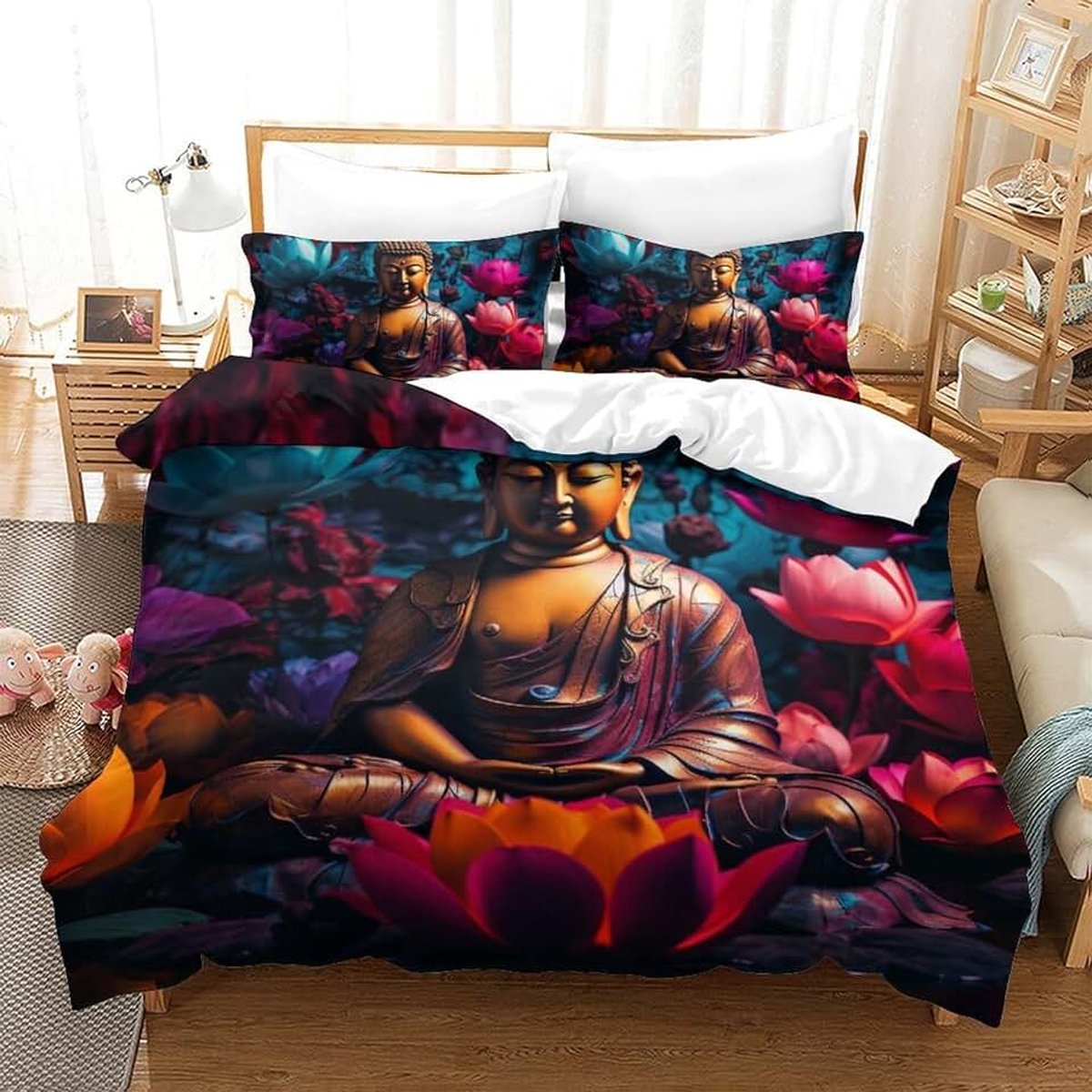 Kinderbeddengoedset, zachte microvezel, dekbedovertrekken, kussenslopen, 3-delig, dubbele ritssluiting (200 x 200 cm)