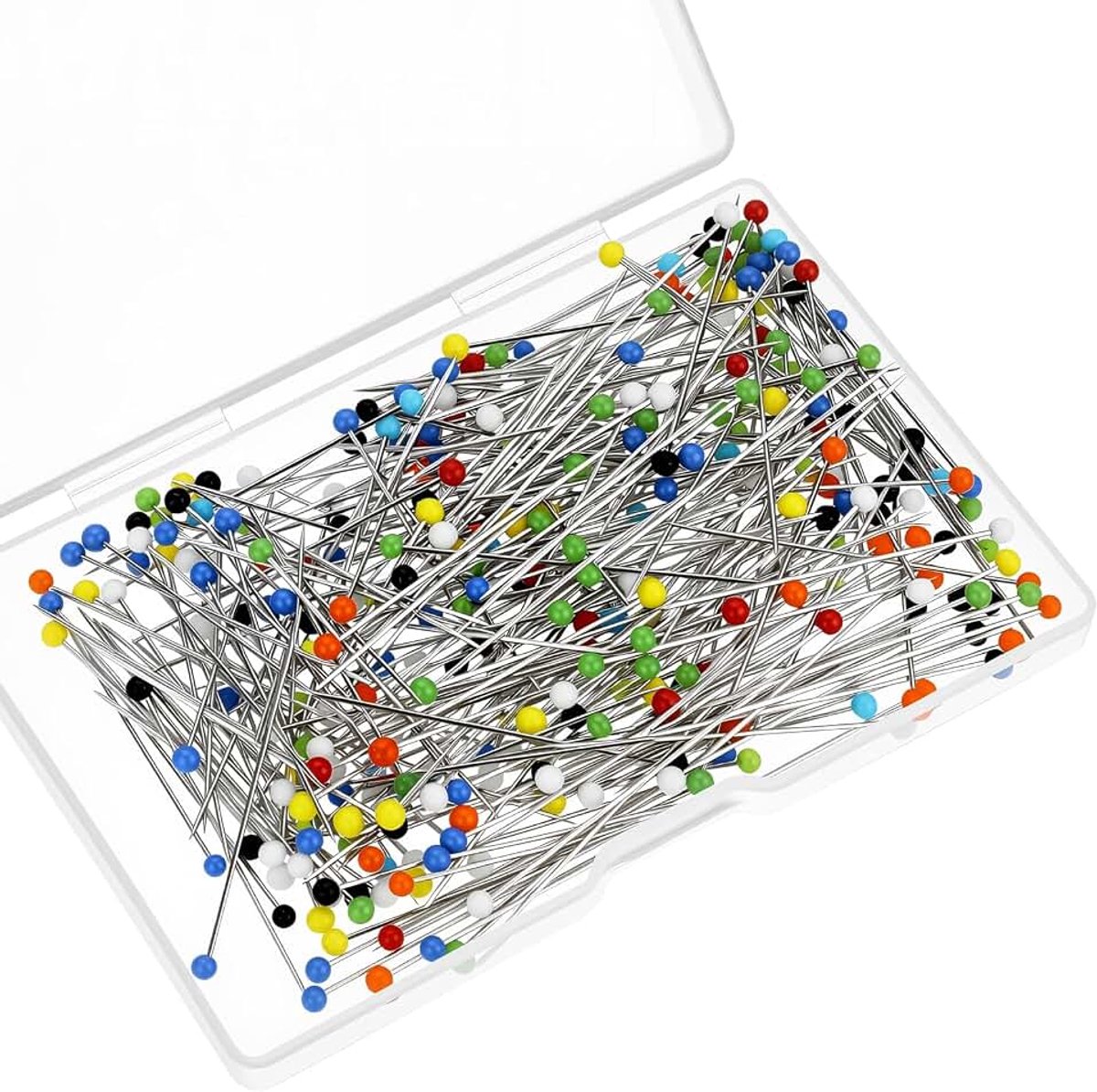 200Pcs Naaipinnen Lange Pin Naaien Rechte Kledij Pins Voor Naaisters Quilten Pins Met Glas Gekleurde Hoofden Accessoires Voor Stof Kleding Jurk Maken Sieraden Diy Decoratie