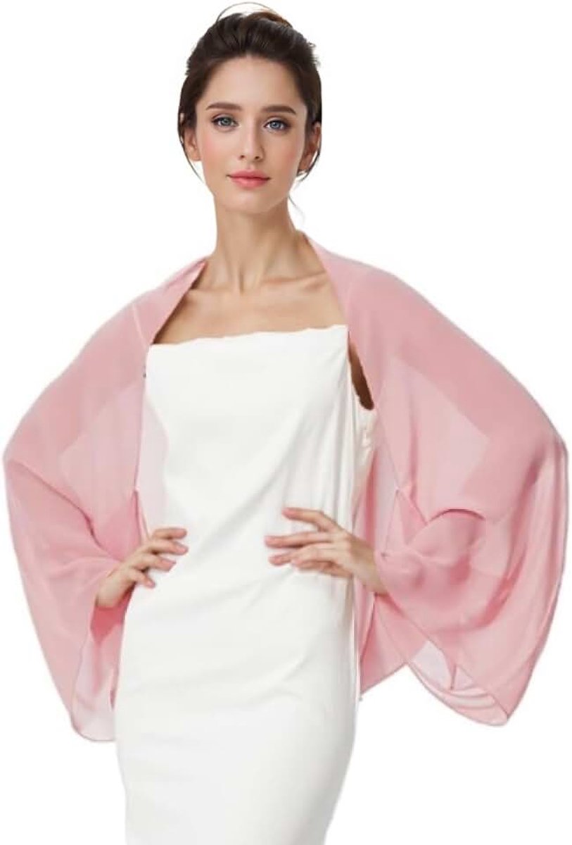 Proumhang Elegante Chiffon Sjaal Cape met Mouwen voor Vrouwen - Lichtgewicht Zomer Bruiloft & Feest Accessoire voor Bruid en Gasten