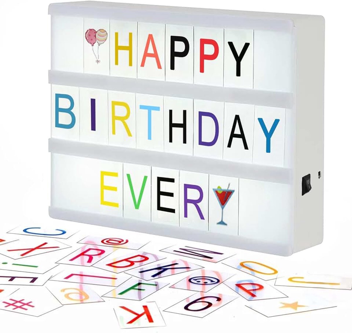 Bioscoop Lichtbak met 192 Letters, Nummers, Symbolen en Emoji's, Tops voor Jongens en Meisjes, LED Lichtbak Teken voor Home Decor, Bruiloft, Verjaardagsfeesten