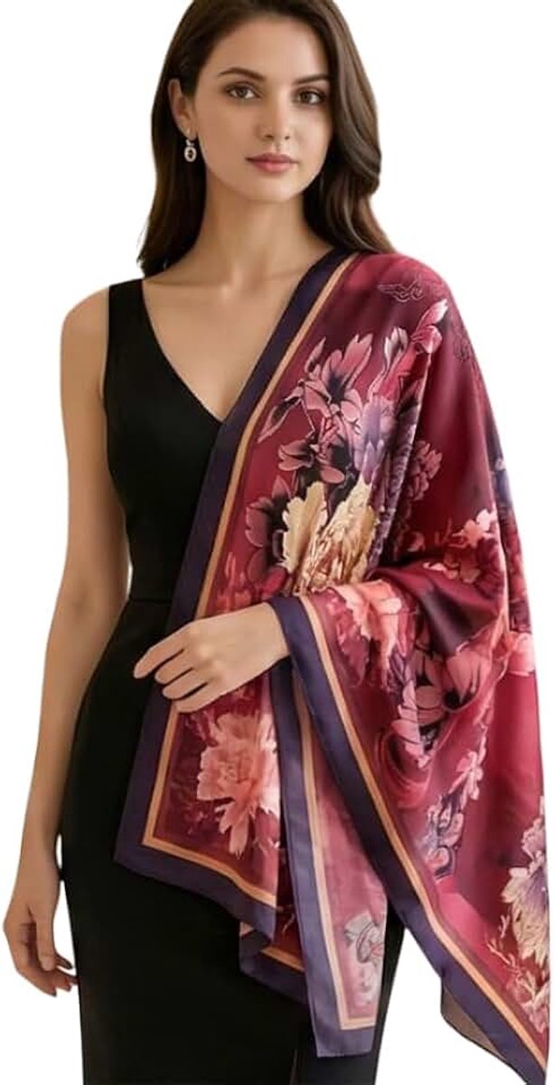 Sjaal paars Aziatische stijl klassieke halsdoek zijden sjaal formele gelegenheden omslagdoek licht 180x90 strandlaken cadeau voor u vrouw